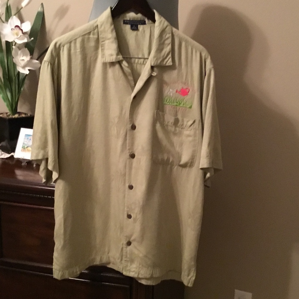 Port Authority-Signature Light Green Textured Camp Shirt